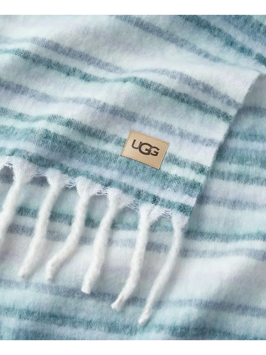 Полосатый плед Joana, 127 x 178 см Ugg — изображение 3 из 10, серебристый синий