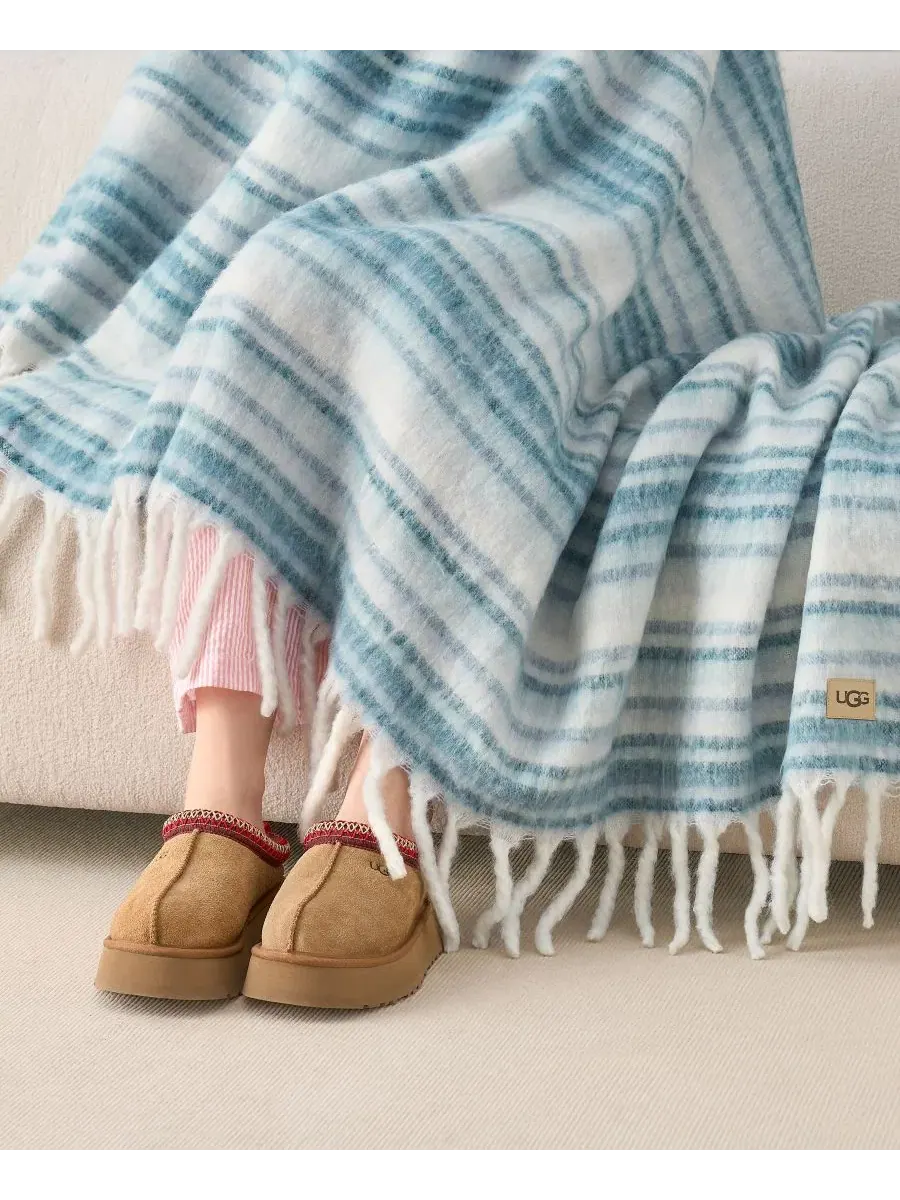 Полосатый плед Joana, 127 x 178 см Ugg — изображение 5 из 10, серебристый синий