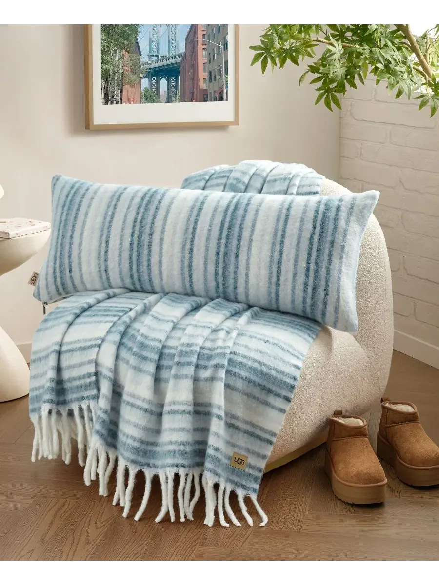 Полосатый плед Joana, 127 x 178 см Ugg — изображение 10 из 10, серебристый синий
