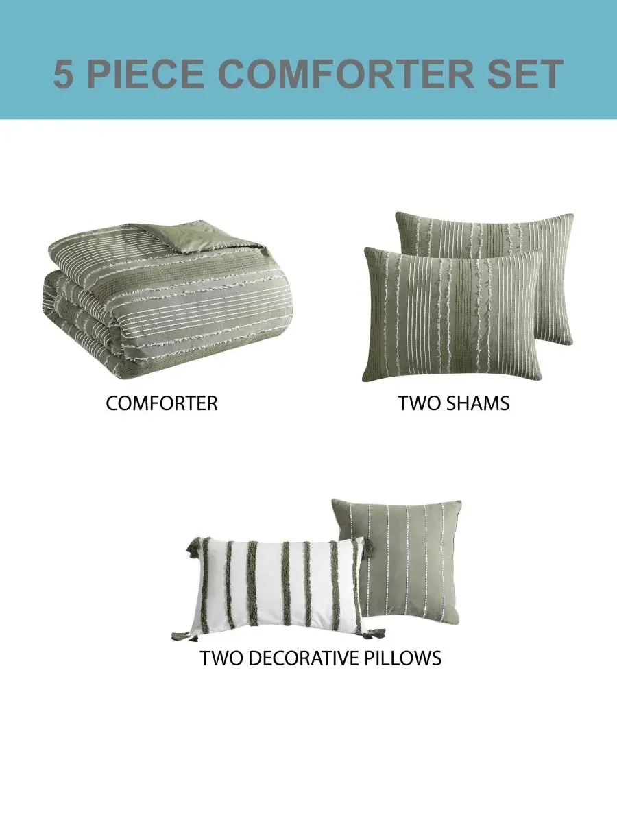 Комплект стеганого жаккардового покрывала Harley Jacquard 5-Piece Riverbrook Home — изображение 8 из 8, зеленый