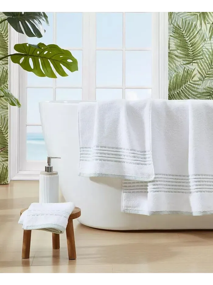 Набор полотенец Tommy Bahama Home Cliff Side махровых хлопковых 3 шт — изображение 4 из 8, белый