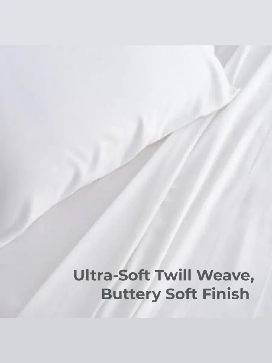 Комплект из 2 наволочек из вискозы Classic Twill, стандарт — изображение 6 из 9, белый