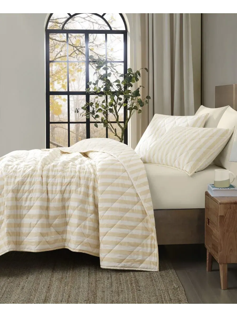 Комплект стеганого покрывала Levi Stripe, 3 предмета, Full/Queen Brooklyn Loom — изображение 2 из 6, белый слоновая кость