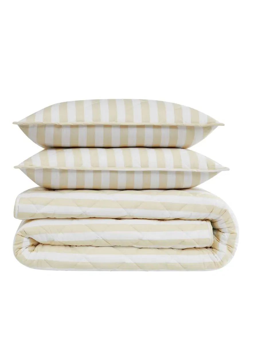 Комплект стеганого покрывала Levi Stripe, 3 предмета, Full/Queen Brooklyn Loom — изображение 5 из 6, белый слоновая кость