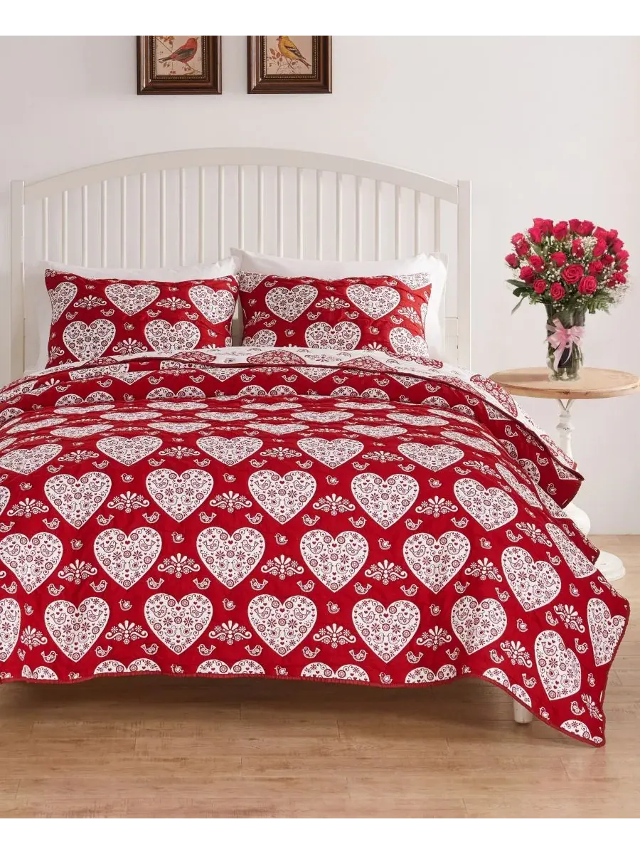 Комплект из двух предметов: покрывало Lovebirds Woven Matelasse, размер Twin Greenland Home Fashions — изображение 2 из 7