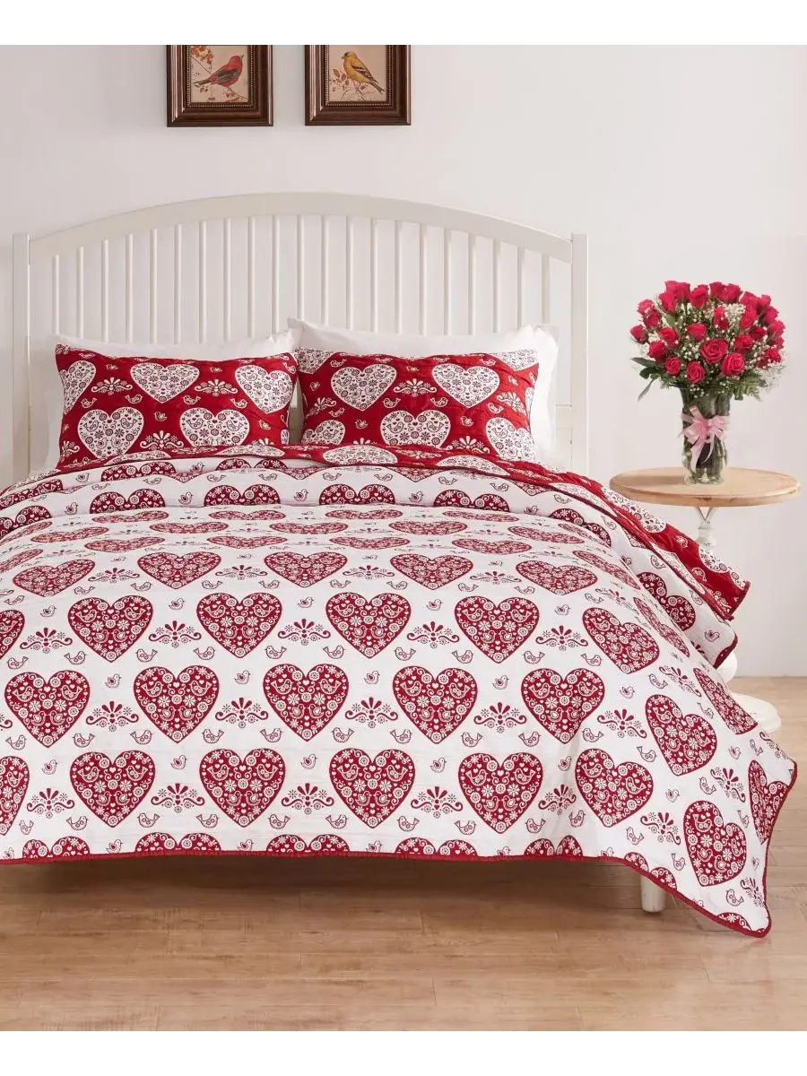 Комплект из двух предметов: покрывало Lovebirds Woven Matelasse, размер Twin Greenland Home Fashions — изображение 3 из 7