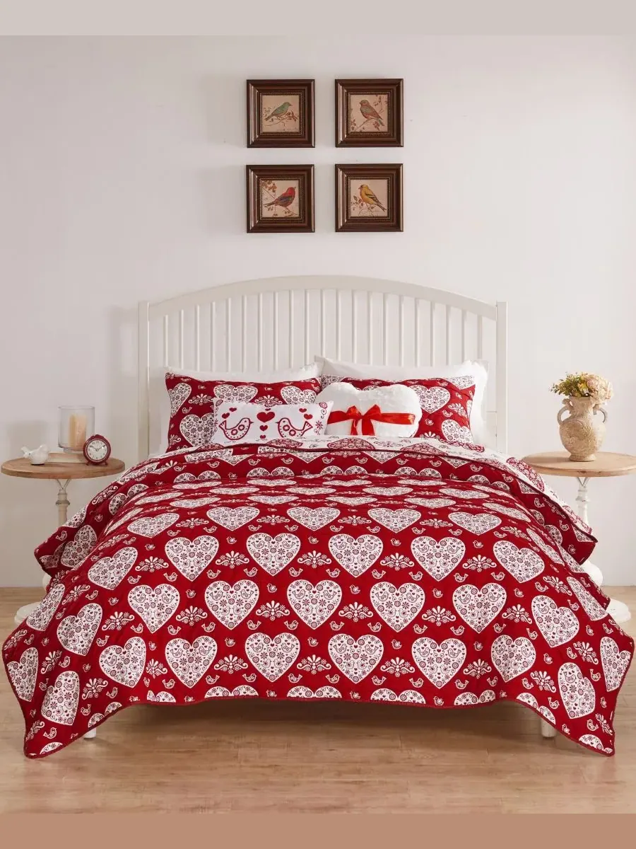 Комплект из двух предметов: покрывало Lovebirds Woven Matelasse, размер Twin Greenland Home Fashions — изображение 5 из 7