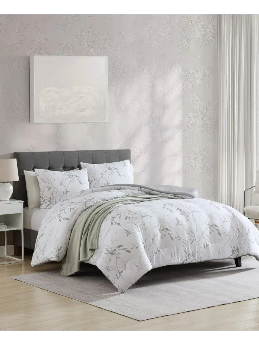 Комплект постельного белья Ink Wash Vine из 4 предметов, Full/Queen Kenneth Cole New York — изображение 2 из 11, зеленый