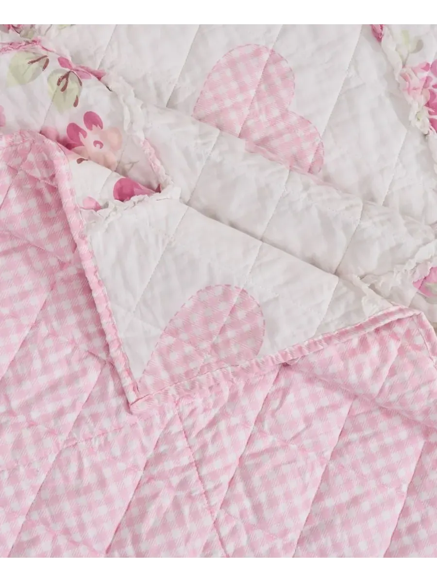Плед Veronica's Hearts в стиле шебби-шик с оборками, 127 x 152 см Greenland Home Fashions — изображение 4 из 7, розовый