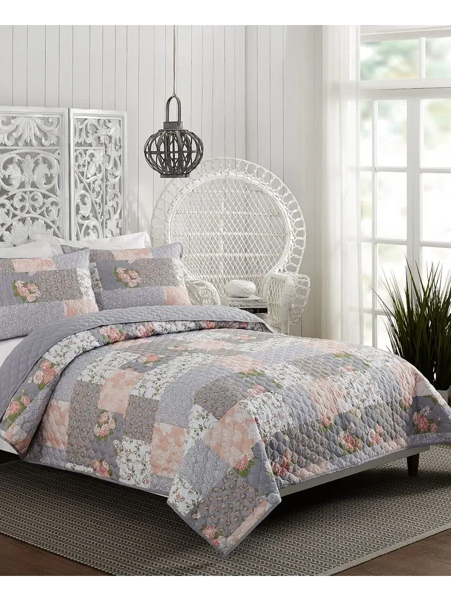Комплект стеганого покрывала La Flor Patchwork Modern Heirloom — изображение 2 из 4, пудровый розовый