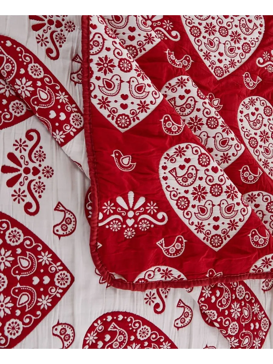 Покрывало мателассе с наволочками, 229x229 см, двустороннее, Lovebirds Woven Jacquard Reversible — изображение 2 из 5