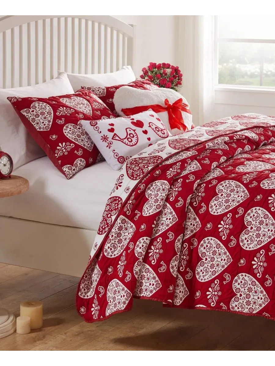 Покрывало мателассе с наволочками, 229x229 см, двустороннее, Lovebirds Woven Jacquard Reversible — изображение 5 из 5