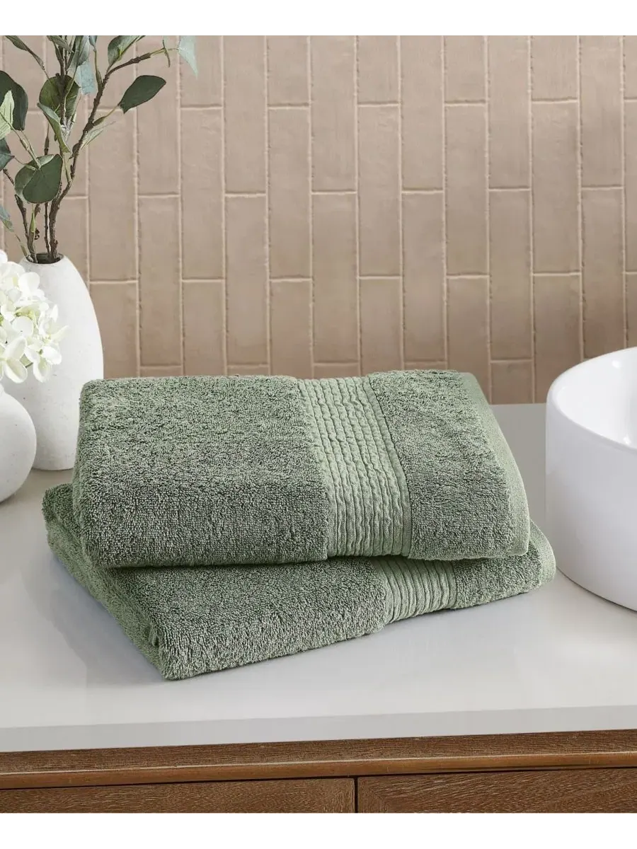 Набор из 2 банных полотенец Cotton-Blend Bath Towels Cannon — изображение 3 из 4, зеленый