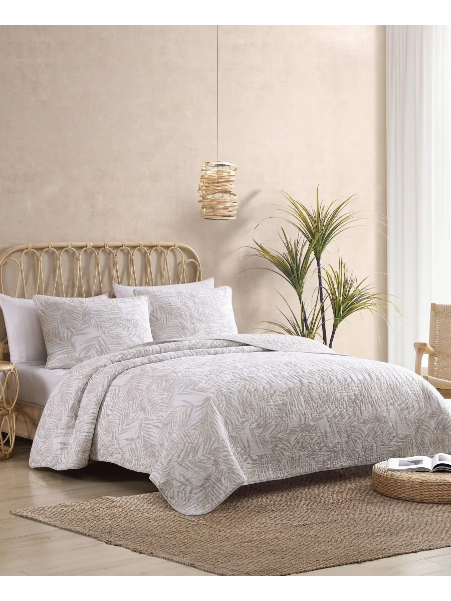Комплект постельного белья Palmday из хлопка, 3 предмета, размер King Tommy Bahama Home — изображение 1 из 10, бежевый