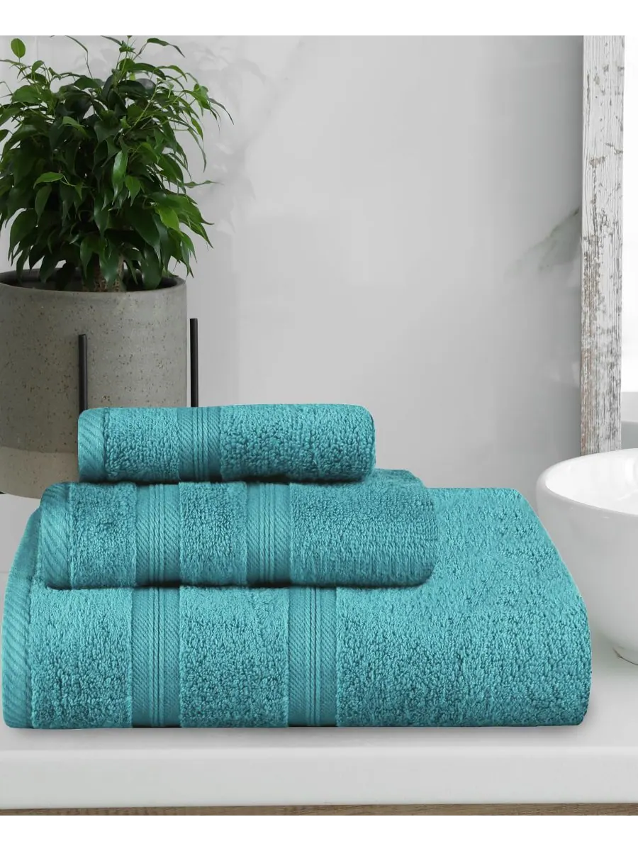 Набор из 3 полотенец smart dry zero twist cotton разных цветов Superior — изображение 5 из 8, бирюзовый