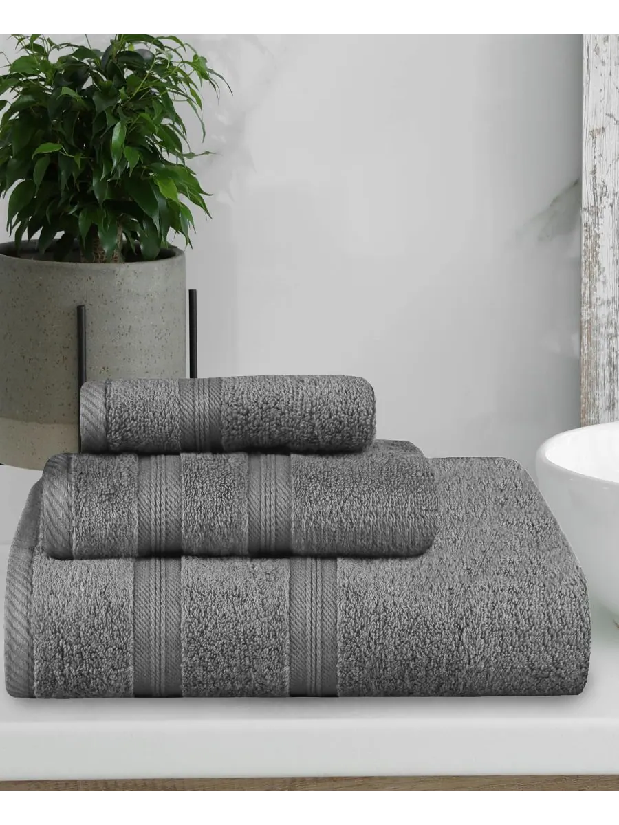 Набор из 3 полотенец Smart Dry Zero Twist Cotton разных цветов Superior — изображение 5 из 8, серый
