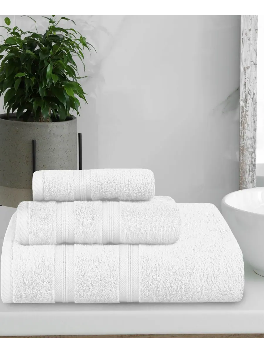 Набор из 3 полотенец Smart Dry Zero Twist Cotton разных цветов Superior — изображение 5 из 9, белый