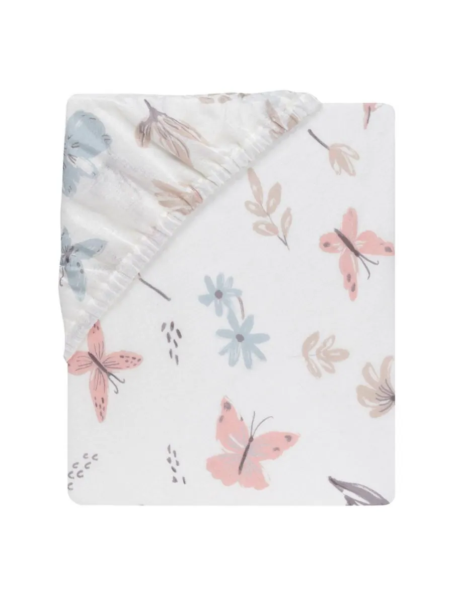 Хлопковая простынь для детской кроватки Baby Blooms с акварельным цветочным и бабочковым рисунком — изображение 5 из 5