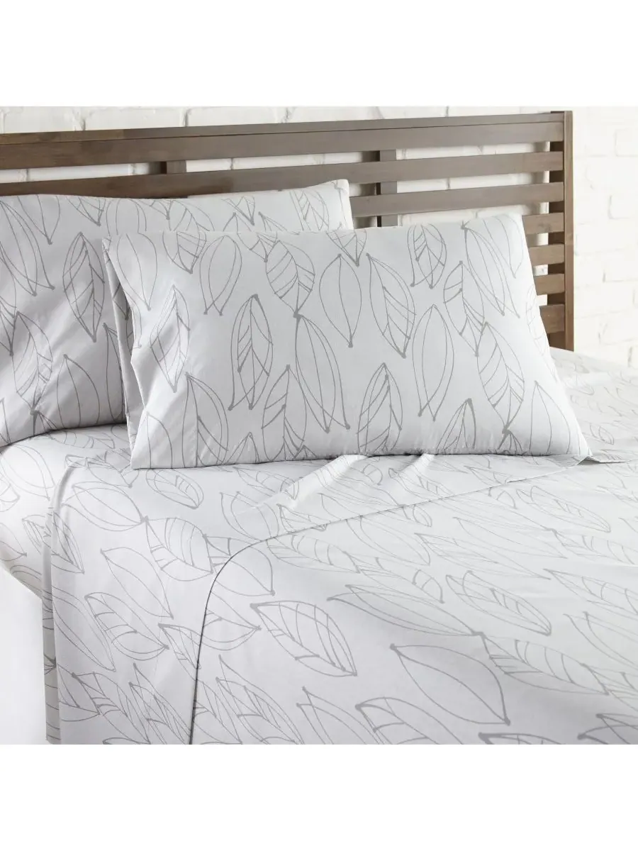 Комплект постельного белья Modern Foliage Ultra Soft из 4 предметов, размер Queen Southshore Fine — изображение 1 из 2, белый