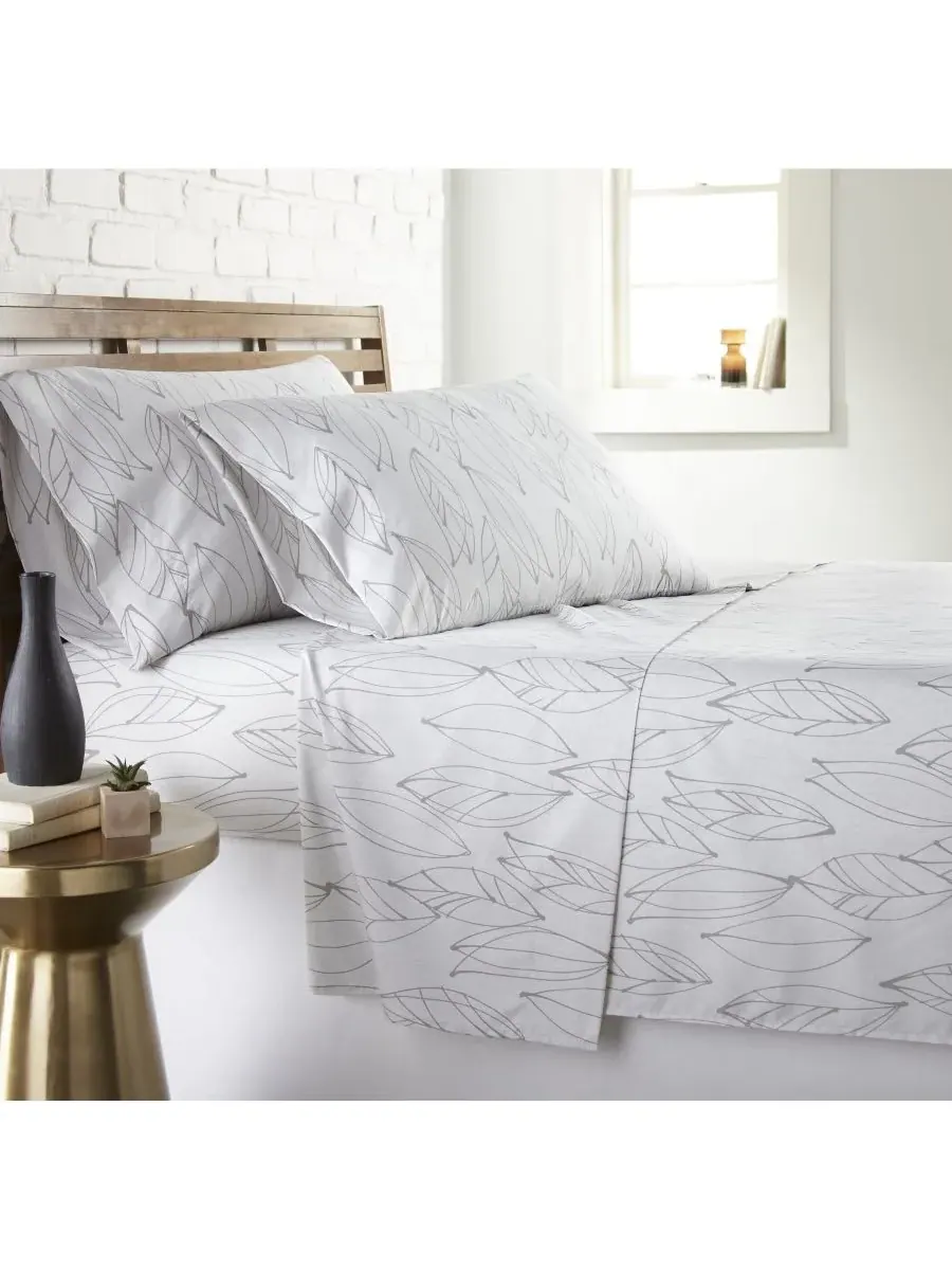 Комплект постельного белья Modern Foliage Ultra Soft из 4 предметов, размер Queen Southshore Fine — изображение 2 из 2, белый