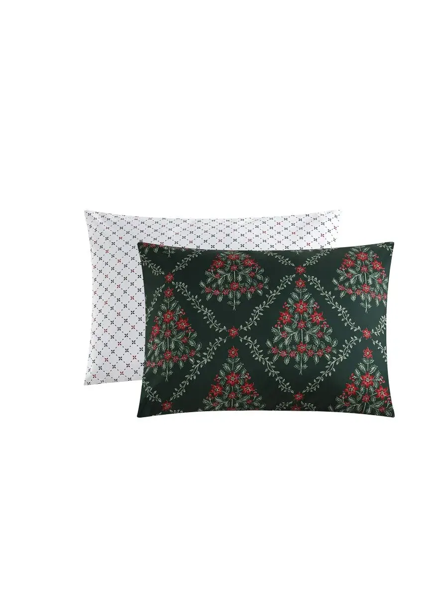 Комплект стеганого одеяла с флористическим принтом Holly Tree Floral Lenox — изображение 9 из 10, зеленый