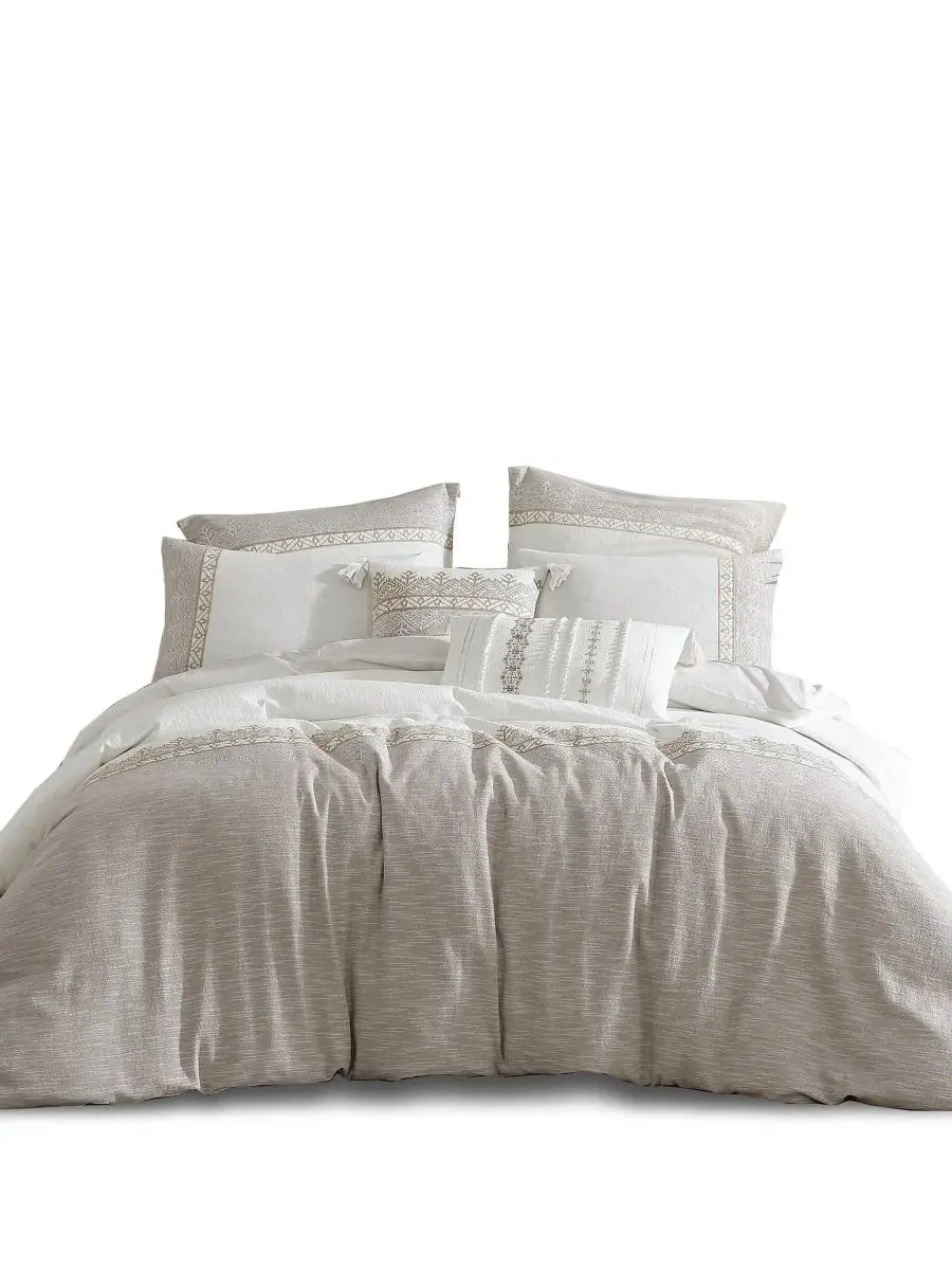 Комплект стеганого одеяла Preston Jacquard 5-предметный, Queen Riverbrook Home — изображение 2 из 9, бежевый белый