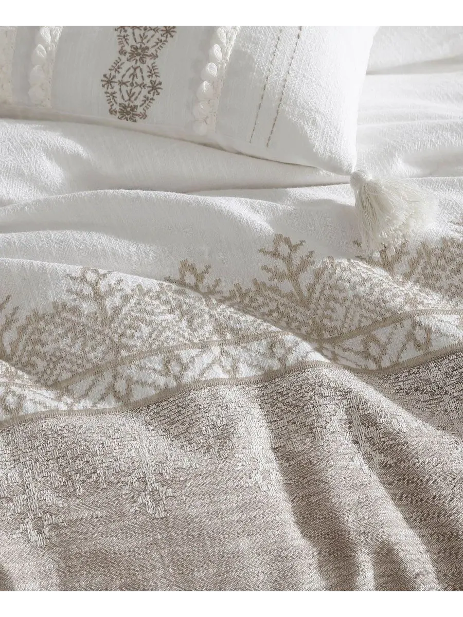 Комплект стеганого одеяла Preston Jacquard 5-предметный, Queen Riverbrook Home — изображение 3 из 9, бежевый белый