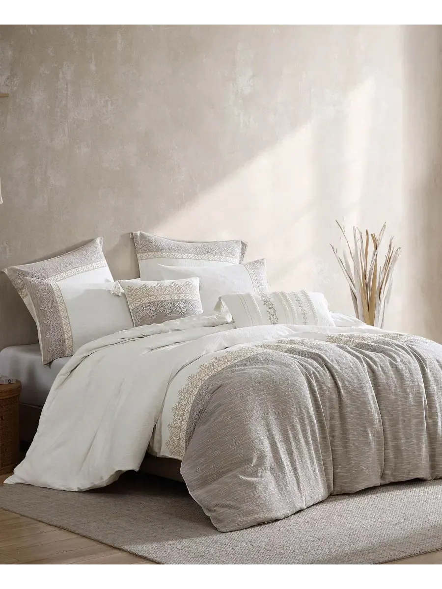 Комплект стеганого одеяла Preston Jacquard 5-предметный, Queen Riverbrook Home — изображение 4 из 9, бежевый белый
