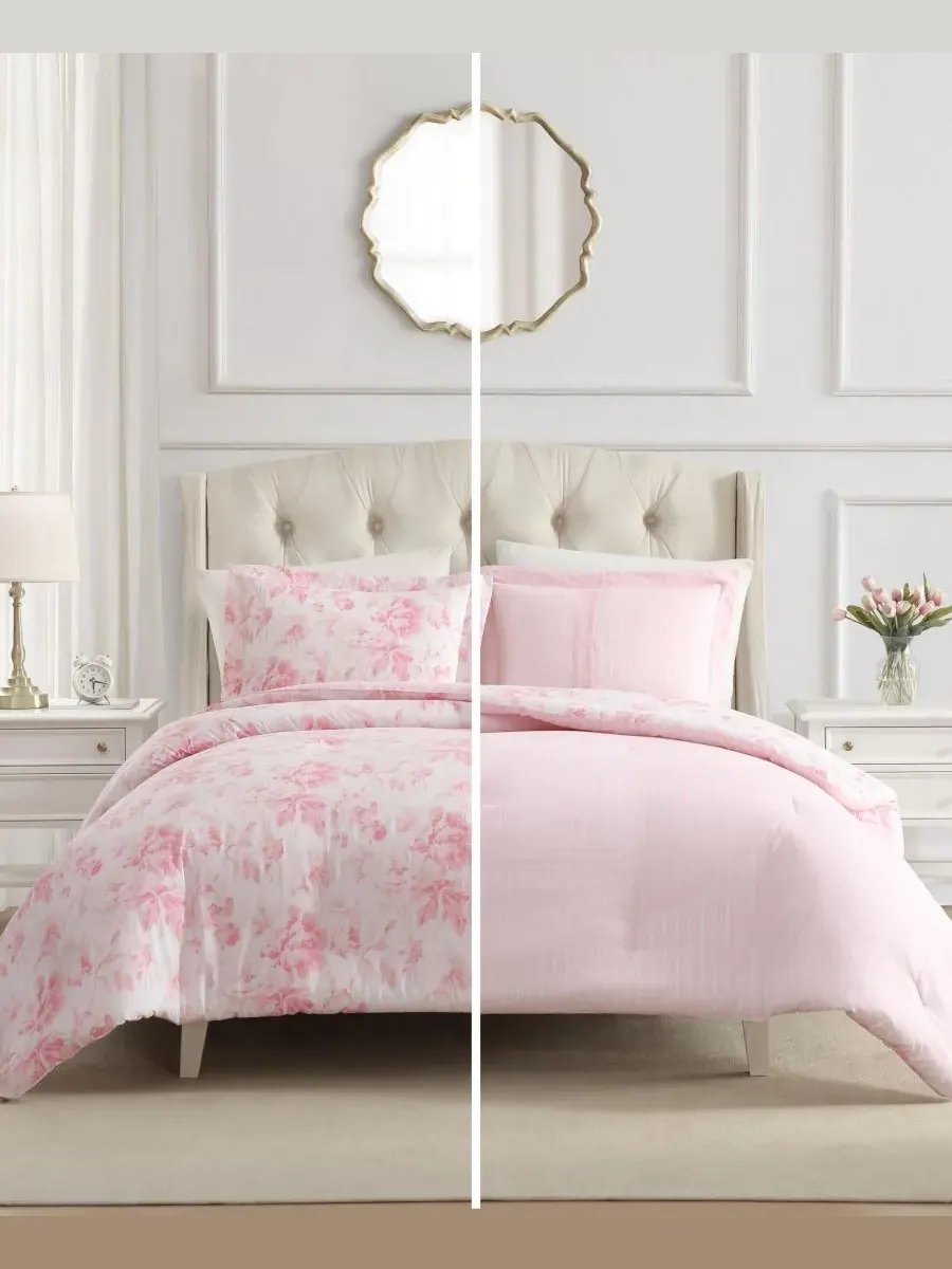 Комплект постельного белья Anja Textured Toile, 2 предмета, размер Twin Laura Ashley — изображение 3 из 6, розовый