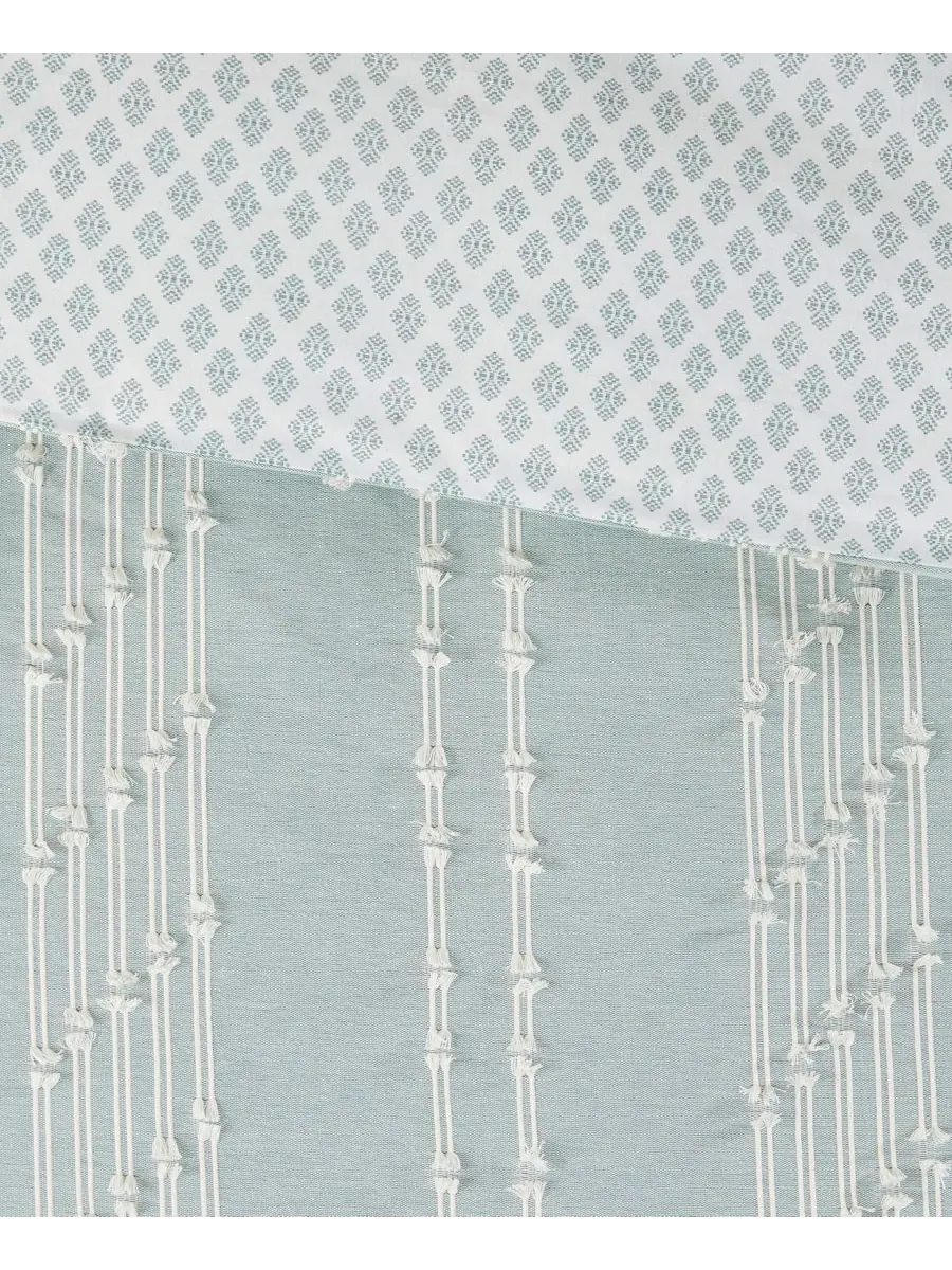 Комплект постельного белья Kara Jacquard из 3 предметов, размер Full/Queen INK+IVY — изображение 7 из 9, голубой