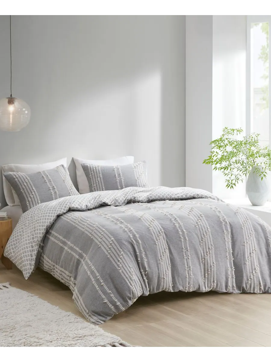 Комплект постельного белья Kara Jacquard из 3 предметов, размер Full/Queen INK+IVY