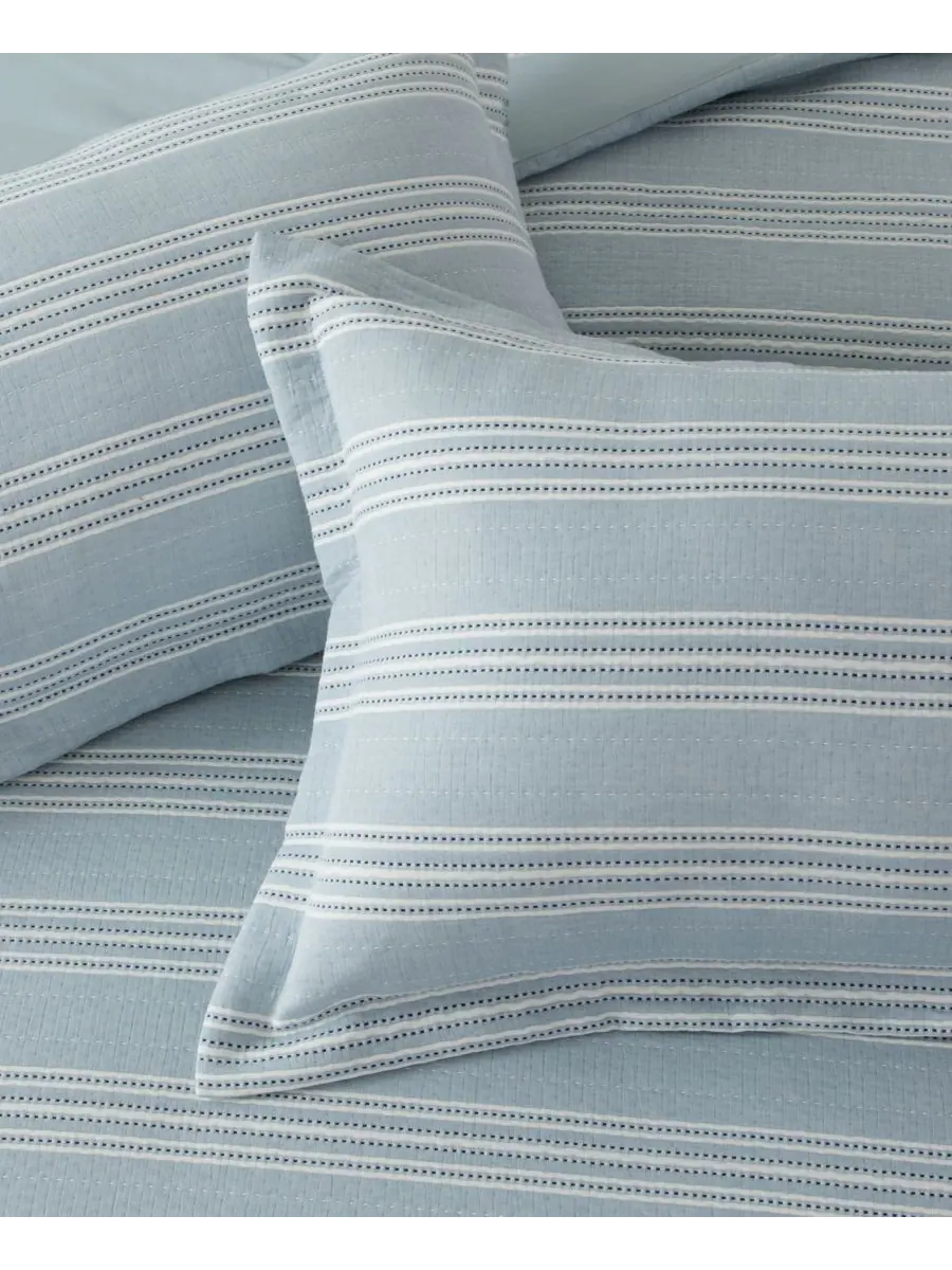 Комплект постельного белья Home Clayton Stripes Textured, 3 предмета, размер King Levtex — изображение 5 из 6, синий