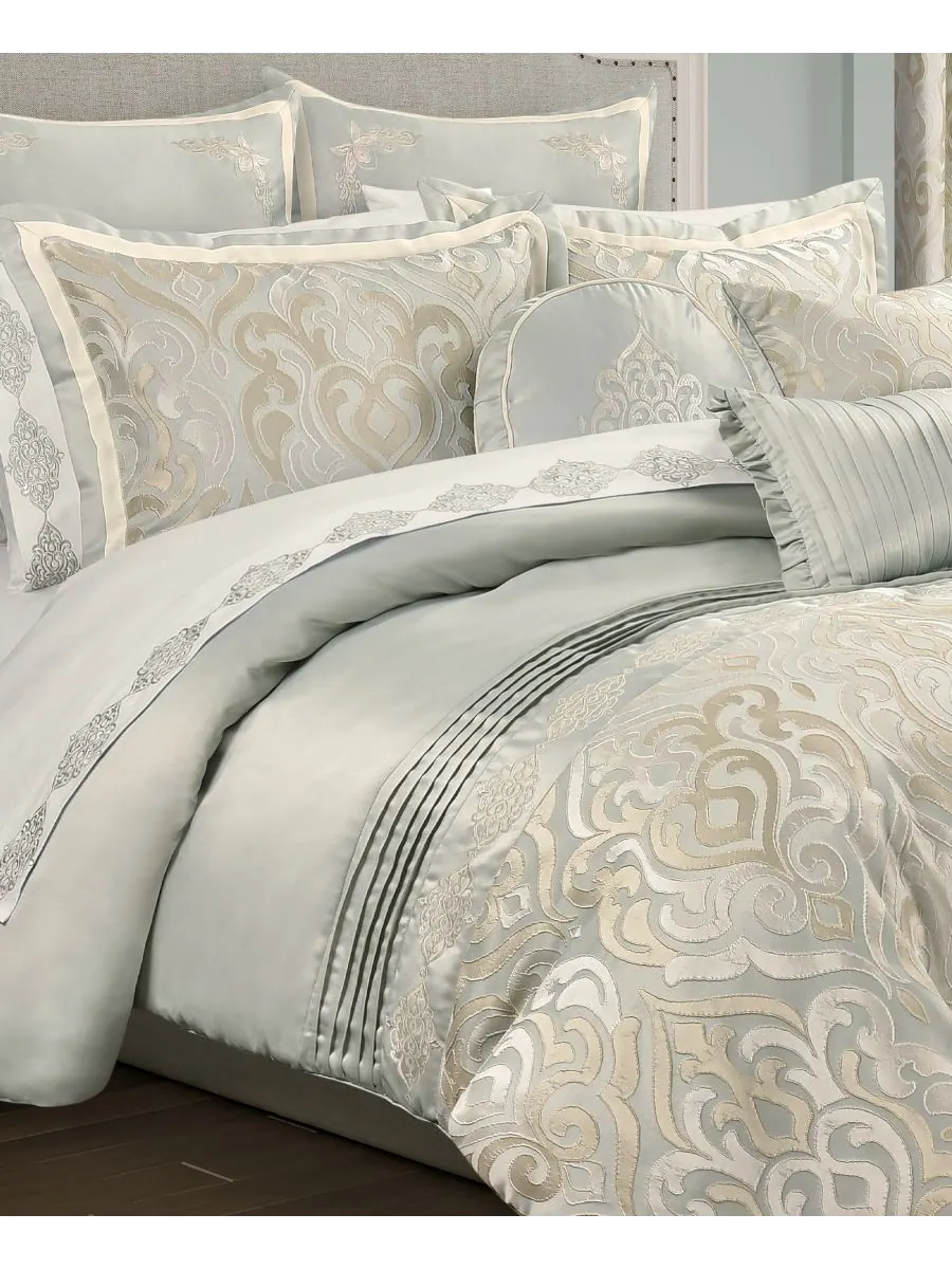 Комплект постельного белья Calmfield Damask из 3 предметов, размер Full/Queen Royal Court — изображение 2 из 5, голубой