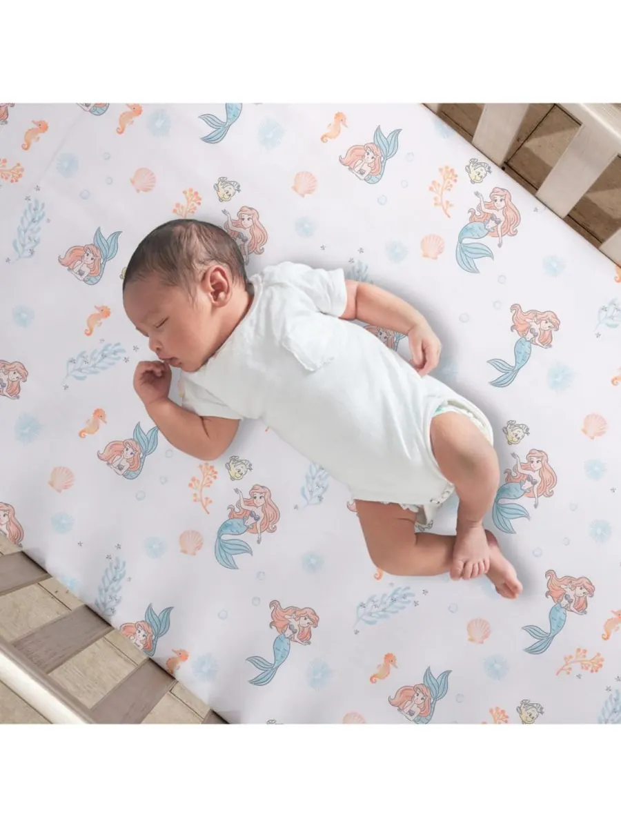 Комплект постельного белья для детской кроватки Disney Baby «Русалочка» из 3 предметов Bedtime — изображение 8 из 10, розовый