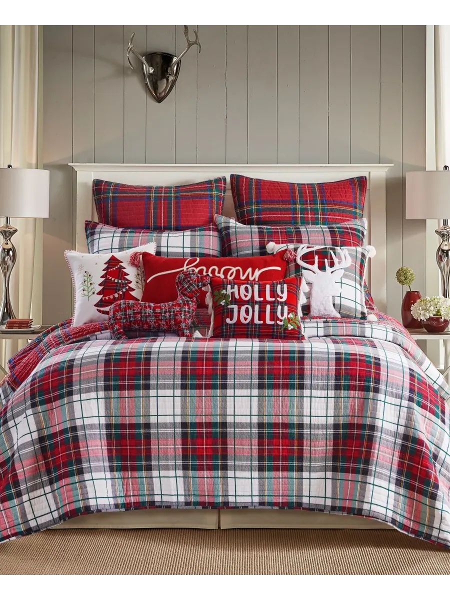 Комплект из двух наволочек Spencer Plaid, европейский стиль Levtex — изображение 2 из 3, красный