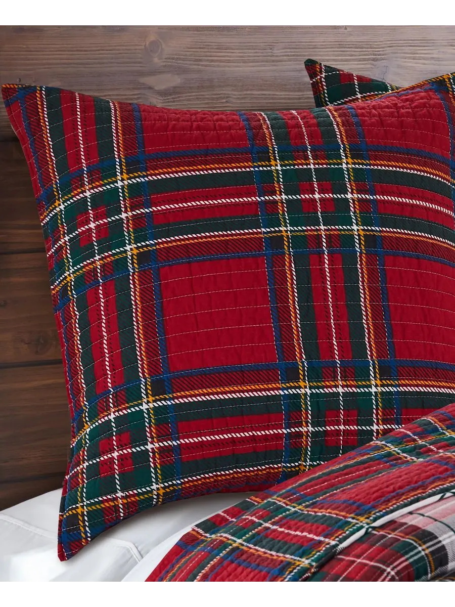 Комплект из двух наволочек Spencer Plaid, европейский стиль Levtex — изображение 3 из 3, красный