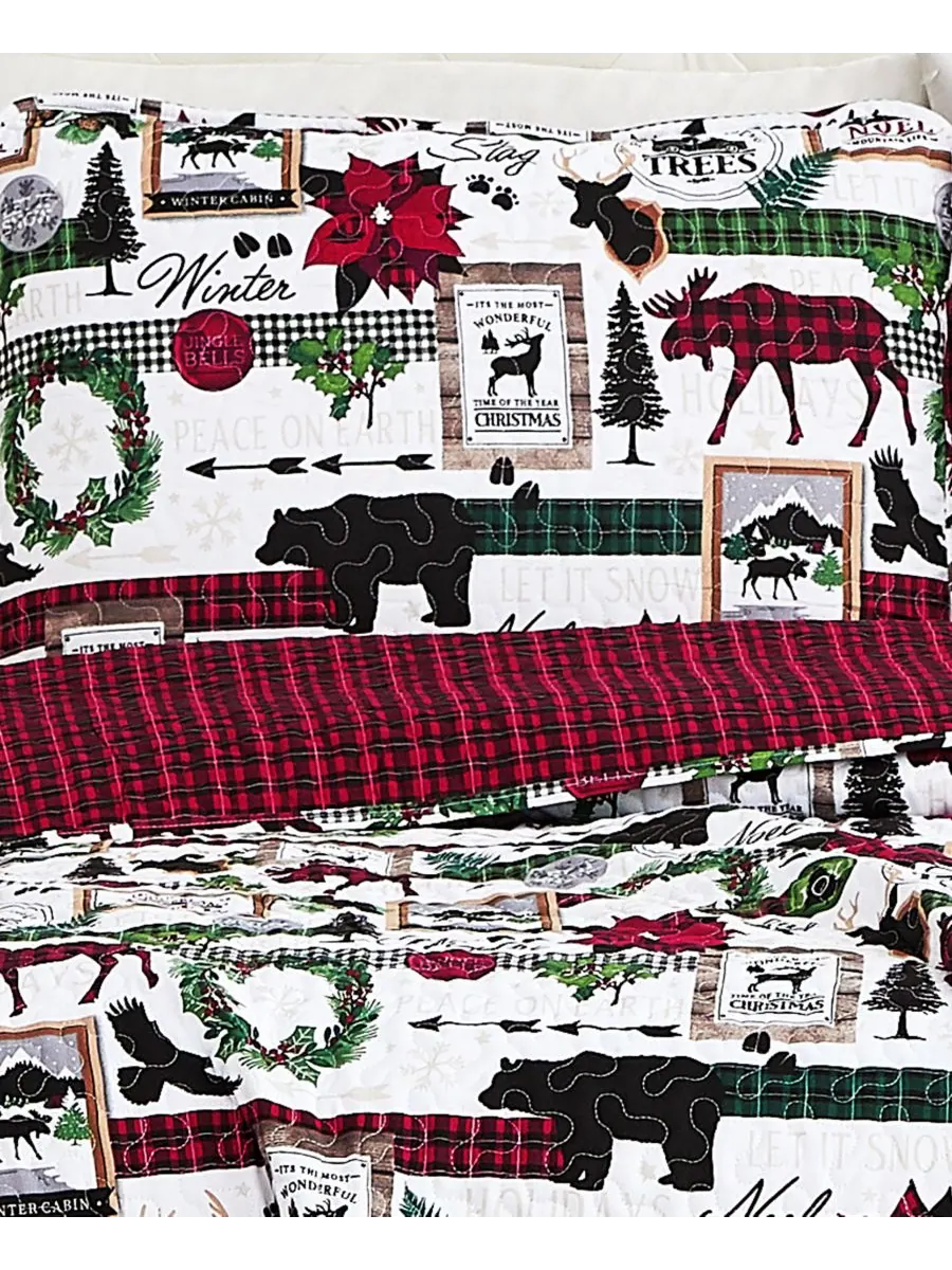Комплект постельного белья Merry Town Christmas, большой двусторонний, 3 предмета, размер — изображение 3 из 4, мульти