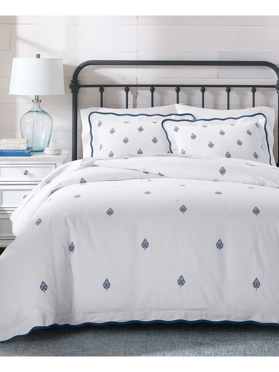 Комплект постельного белья Irving Embroidery из 3 предметов, размер Full/Queen Charter Club — изображение 5 из 10, синий