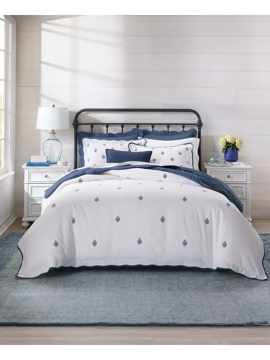 Комплект постельного белья Irving Embroidery из 3 предметов, размер Full/Queen Charter Club — изображение 8 из 10, синий