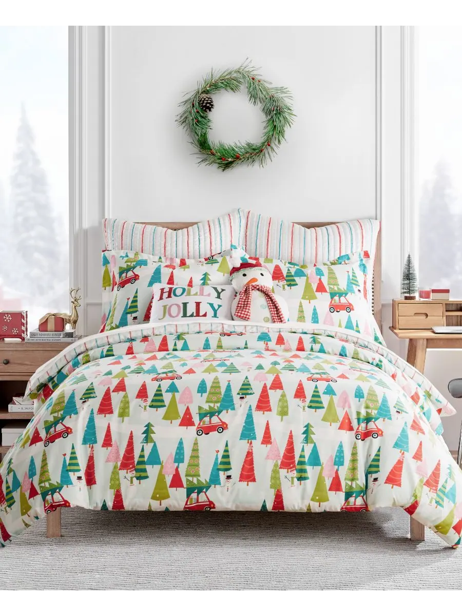 Двусторонний комплект постельного белья Merry Bright Holly Jolly из 3 предметов, размер King Levtex