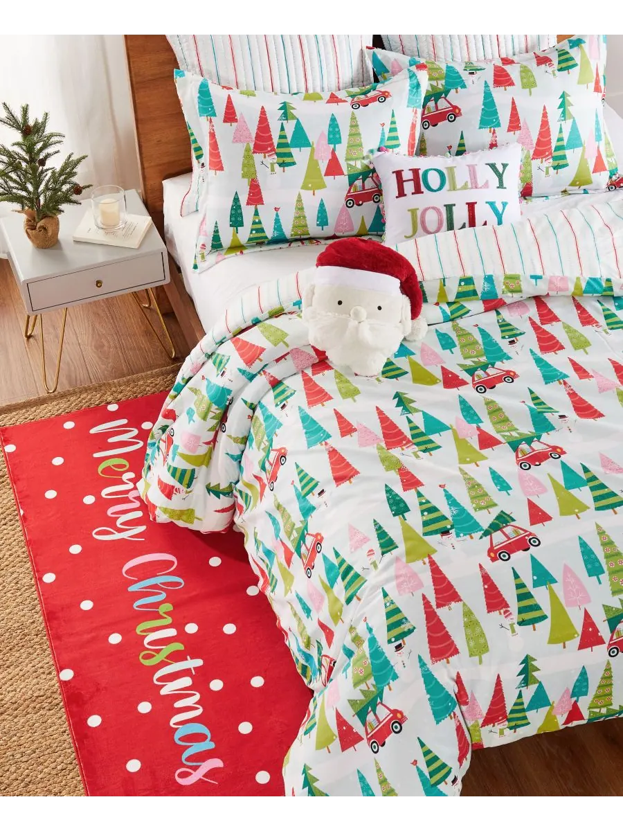 Двусторонний комплект постельного белья Merry Bright Holly Jolly из 3 предметов, размер King Levtex — изображение 2 из 7