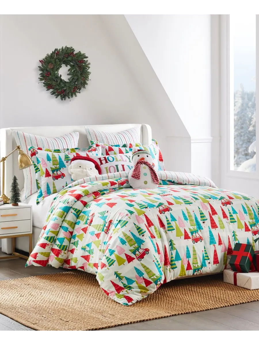 Двусторонний комплект постельного белья Merry Bright Holly Jolly из 3 предметов, размер King Levtex — изображение 3 из 7