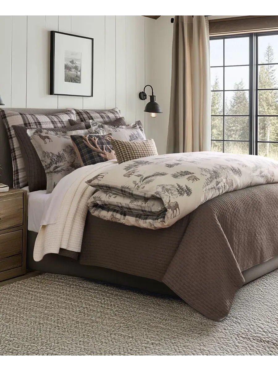 Комплект постельного белья Home Lodge Toile, 3 предмета, двусторонний, размер Full/Queen Levtex — изображение 5 из 5, бежевый