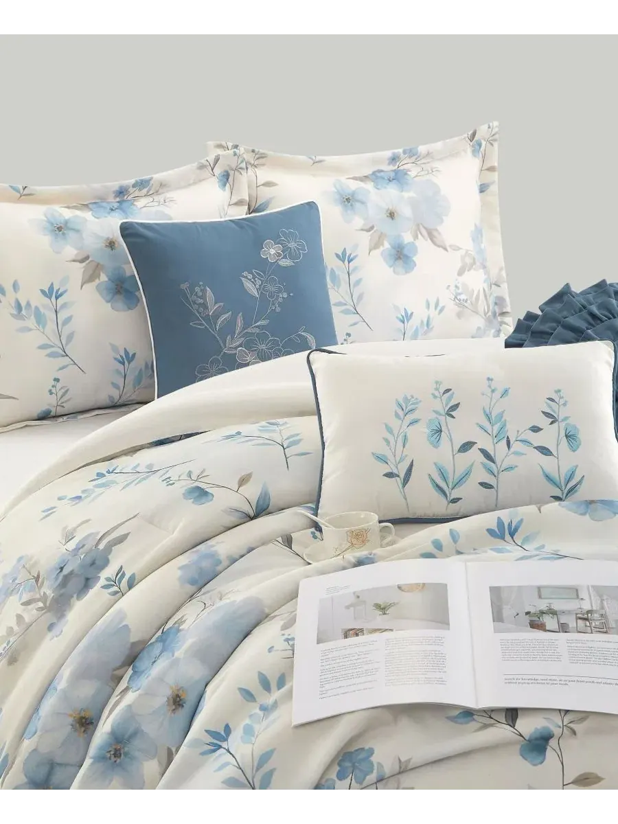 Комплект постельного белья Karly Floral 7-предметный, King Stratford Park — изображение 2 из 7, синий