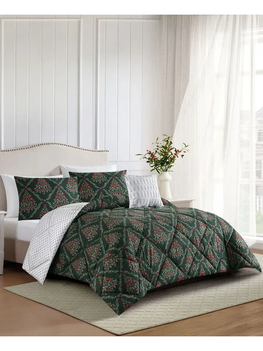 Комплект постельного белья 4 предмета Holly Tree Lenox — изображение 3 из 10, зеленый