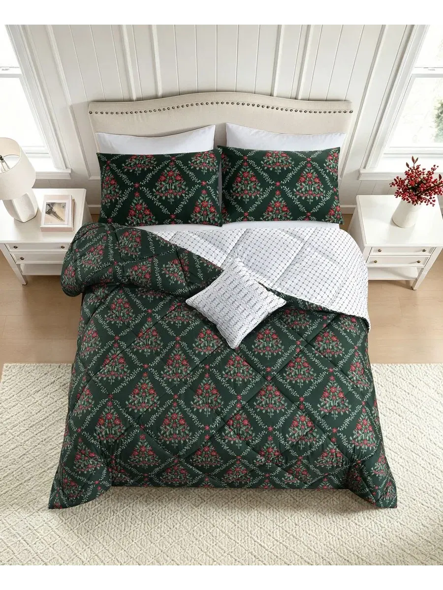 Комплект постельного белья 4 предмета Holly Tree Lenox — изображение 4 из 10, зеленый