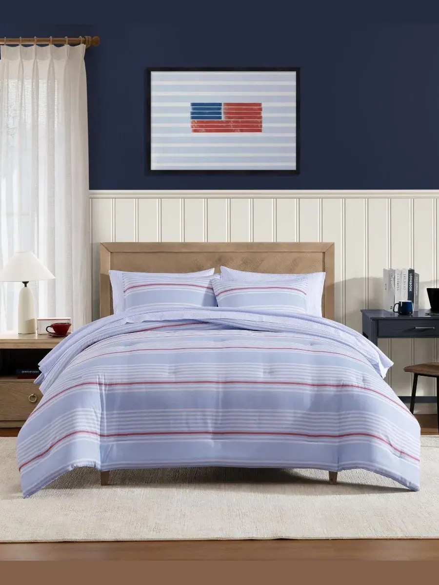 Набор постельного белья Lido Stripe Washed Microfiber 7-Piece Comforter Set Tommy Hilfiger