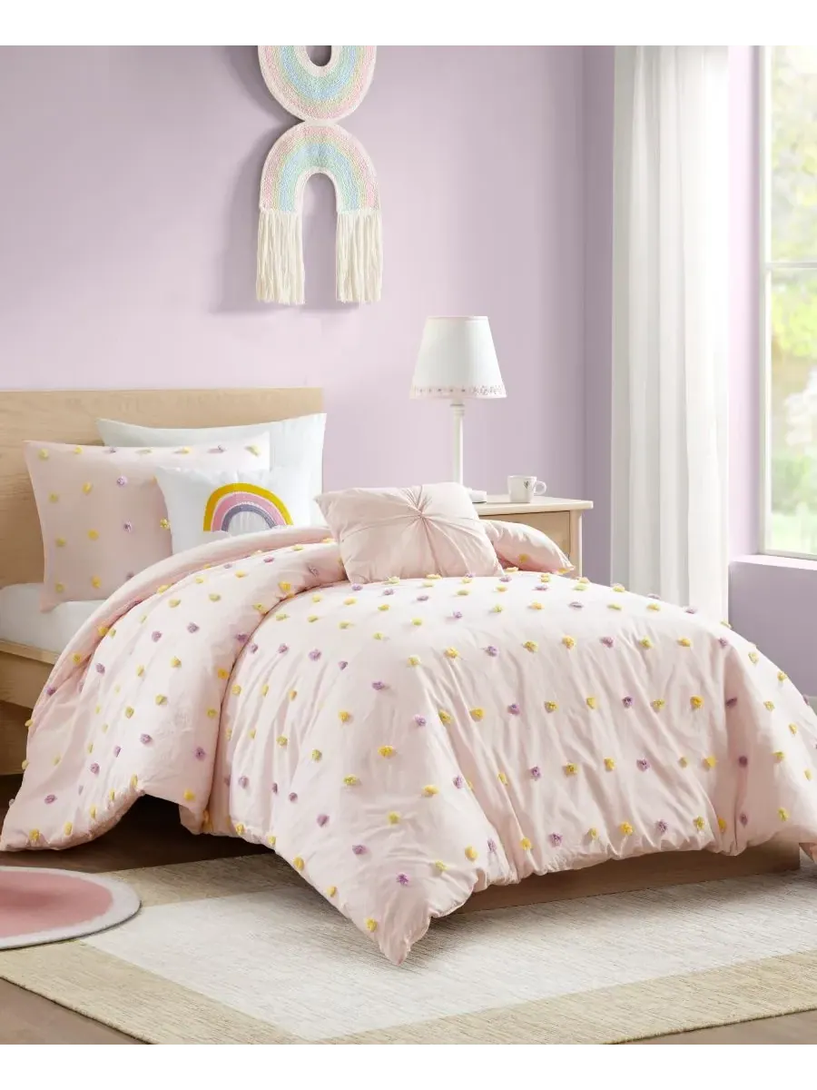 Комплект постельного белья Intelligent Design Callie Pom Pom, 4 предмета, размер Twin/Twin XL — изображение 2 из 10, мульти