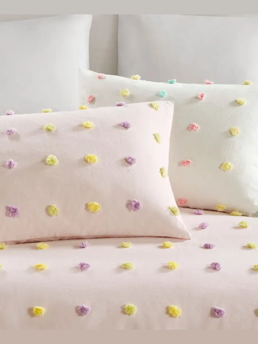 Комплект постельного белья Intelligent Design Callie Pom Pom, 4 предмета, размер Twin/Twin XL — изображение 8 из 10, мульти