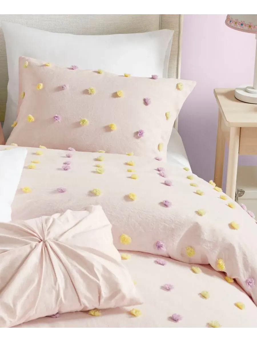 Комплект постельного белья Intelligent Design Callie Pom Pom, 4 предмета, размер Twin/Twin XL — изображение 9 из 10, мульти